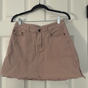 Sadie & Sage Blush Pink Denim Mini Skirt Frayed Hem Size S